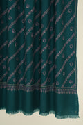 Kashmir Loom Sozni  Khatrast Flower Buti Hand Embroidered Pashmina Shawl Deep Teal
