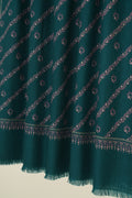 Kashmir Loom Sozni  Khatrast Flower Buti Hand Embroidered Pashmina Shawl Deep Teal