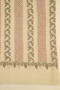 Kashmir Loom Sozni Khatrast Hand Embroidered Pashmina Shawl Ivory