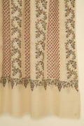 Kashmir Loom Sozni Khatrast Hand Embroidered Pashmina Shawl Ivory