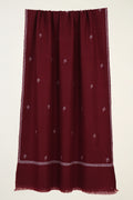 Kashmir Loom Sozni Paisley Bail Buti Hand Embroidered Pashmina Stole Cherry
