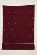 Kashmir Loom Sozni Paisley Bail Buti Hand Embroidered Pashmina Stole Cherry