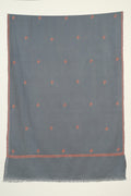Kashmir Loom Sozni Paisley Bail Buti Hand Embroidered Pashmina Stole Grey