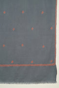 Kashmir Loom Sozni Paisley Bail Buti Hand Embroidered Pashmina Stole Grey
