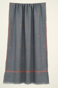 Kashmir Loom Sozni Paisley Bail Buti Hand Embroidered Pashmina Stole Grey