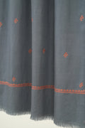 Kashmir Loom Sozni Paisley Bail Buti Hand Embroidered Pashmina Stole Grey