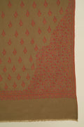 Kashmir Loom Sozni Koundar Butidar Hand Embroidered Pashmina Shawl Dark Natural