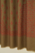 Kashmir Loom Sozni Koundar Butidar Hand Embroidered Pashmina Shawl Dark Natural