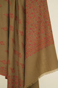 Kashmir Loom Sozni Koundar Butidar Hand Embroidered Pashmina Shawl Dark Natural
