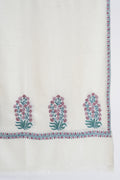 Kashmir Loom Sozni Meher Buta Palledar Hand Embroidered Pashmina Stole Ivory