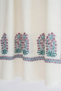 Kashmir Loom Sozni Meher Buta Palledar Hand Embroidered Pashmina Stole Ivory