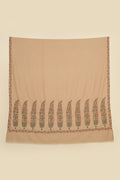 Kashmir Loom Sozni Mehnoor Palledar Buta Hand Embroidered Pashmina Oversize Shawl Peach