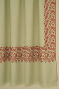 Kashmir Loom Sozni Mehrish Dordar  Hand Embroidered Pashmina Shawl Iceblue