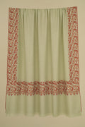 Kashmir Loom Sozni Mehrish Dordar  Hand Embroidered Pashmina Shawl Iceblue