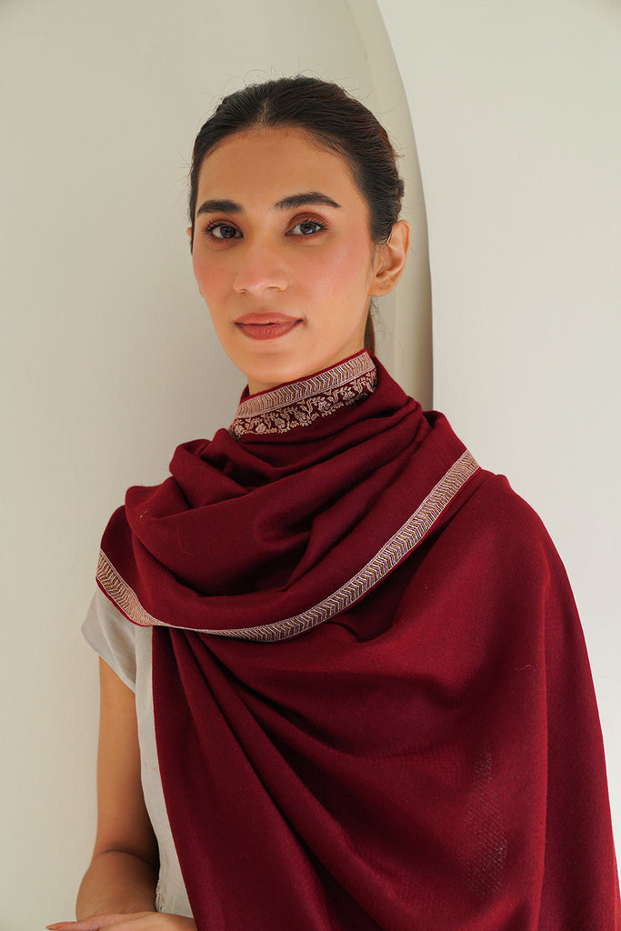 Hand Embroidered Pashmina Stole | Mirab Hashiya| Kashmir Loom 
