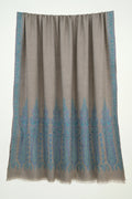 Kashmir Loom Sozni Naila Palledar Hand Embroidered Pashmina Large Shawl Natural Blue