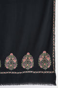 Kashmir Loom Sozni Naima Palledar Buta Hand Embroidered Pashmina Shawl Black
