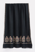 Kashmir Loom Sozni Naima Palledar Buta Hand Embroidered Pashmina Shawl Black