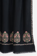 Kashmir Loom Sozni Naima Palledar Buta Hand Embroidered Pashmina Shawl Black