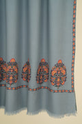 Kashmir Loom Sozni Naima Palledar Buta Hand Embroidered Pashmina Shawl Arctic