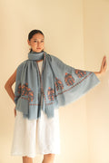 Kashmir Loom Sozni Naima Palledar Buta Hand Embroidered Pashmina Shawl Arctic
