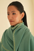 Kashmir Loom Sozni Nasrin Baildar Hand Embroidered Pashmina Stole Aquamarine