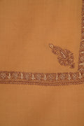 Kashmir Loom Sozni Neemdor Corner Buti Hand Embroidered Pashmina Shawl Tobacco