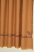Kashmir Loom Sozni Neemdor Corner Buti Hand Embroidered Pashmina Shawl Tobacco