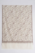 Kashmir Loom Sozni Nusrah Jaaldar Hand Embroidered Pashmina Stole Ivory
