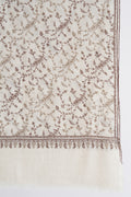 Kashmir Loom Sozni Nusrah Jaaldar Hand Embroidered Pashmina Stole Ivory