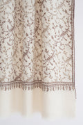 Kashmir Loom Sozni Nusrah Jaaldar Hand Embroidered Pashmina Stole Ivory