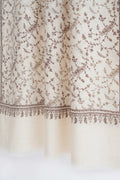 Kashmir Loom Sozni Nusrah Jaaldar Hand Embroidered Pashmina Stole Ivory