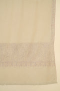 Kashmir Loom Sozni Paisley Palledar Hand Embroidered Pashmina Shawl Ivory