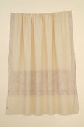 Kashmir Loom Sozni Paisley Palledar Hand Embroidered Pashmina Shawl Ivory