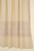 Kashmir Loom Sozni Paisley Palledar Hand Embroidered Pashmina Shawl Ivory
