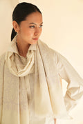 Kashmir Loom Sozni Paisley Palledar Hand Embroidered Pashmina Shawl Ivory