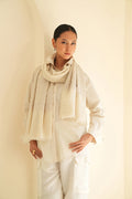 Kashmir Loom Sozni Paisley Palledar Hand Embroidered Pashmina Shawl Ivory