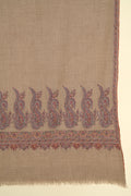 Kashmir Loom Sozni Palledar Buta Hand Embroidered Pashmina Shawl Natural