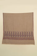 Kashmir Loom Sozni Palledar Buta Hand Embroidered Pashmina Shawl Natural