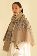 Kashmir Loom Sozni Palledar Butidar Hand Embroidered Pashmina Shawl Natural