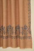 Kashmir Loom Sozni Palledar Hand Embroidered Pashmina Shawl Dyed Natural
