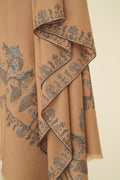 Kashmir Loom Sozni Palledar Hand Embroidered Pashmina Shawl Dyed Natural