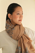 Kashmir Loom Sozni Palledar Hand Embroidered Pashmina Shawl Dyed Natural