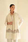 Kashmir Loom Sozni Palledar Hand Embroidered Pashmina Stole Ivory Multi