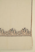 Kashmir Loom Sozni Palledar Hand Embroidered Pashmina Stole Ivory Multi