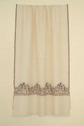 Kashmir Loom Sozni Palledar Hand Embroidered Pashmina Stole Ivory Multi