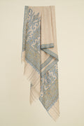 Kashmir Loom Sozni Palledar Hand Embroidered Pashmina Shawl Kuklihut Blue