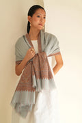 Kashmir Loom Sozni Palledar Hand Embroidered Pashmina Shawl Light Blue