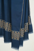Kashmir Loom Sozni Rishma Palledar Hand Embroidered Pashmina Shawl Midnight