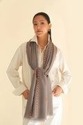 Kashmir Loom Sozni Samina Khatrast Butidar Hand Embroidered Pashmina Stole Grey